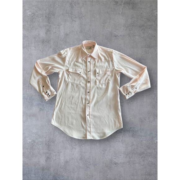 Vtg Roper Western Pearl Snap Shirt Men's Size Medium Pastel Pink Cowboy Wear - Picture 1 of 10
